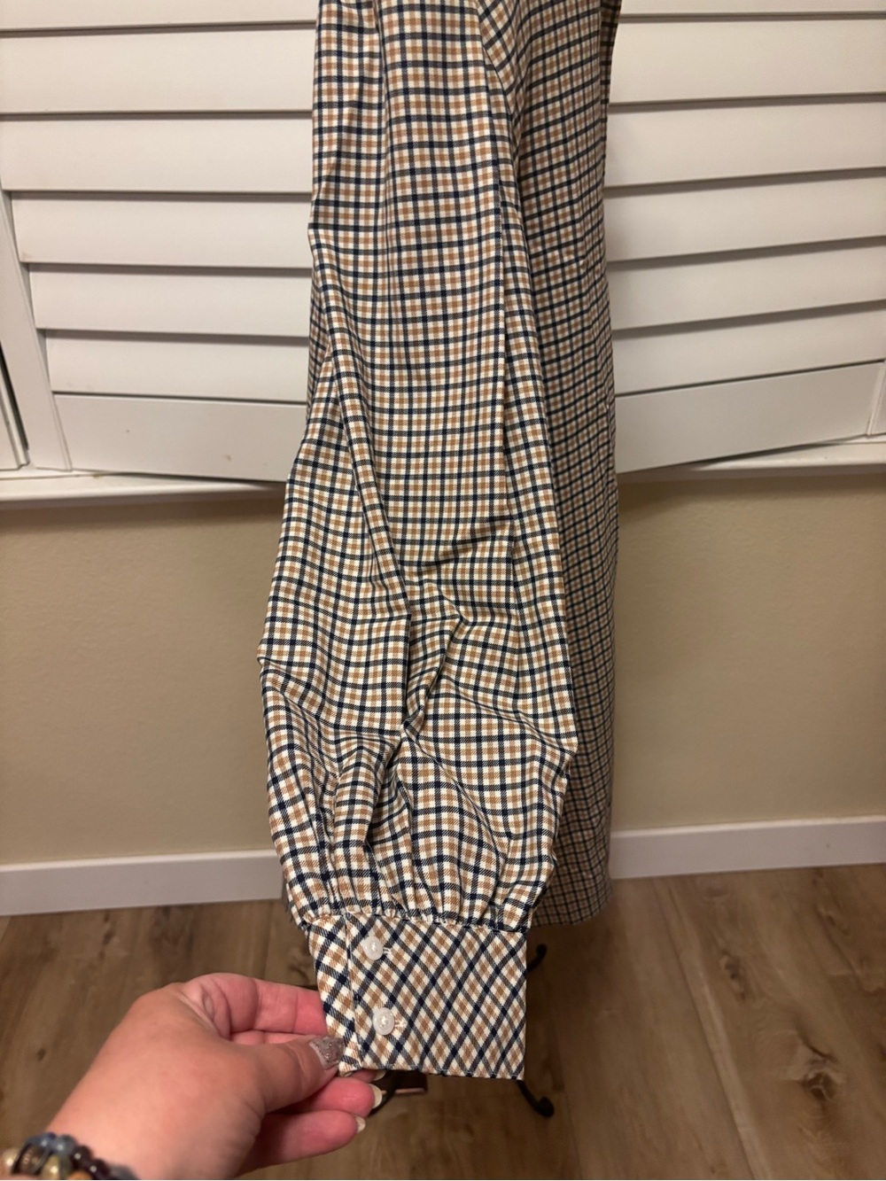 Vineyard Vines Popover Dress Beige and Navy Checked 3X NWT - Picture 5 of 9